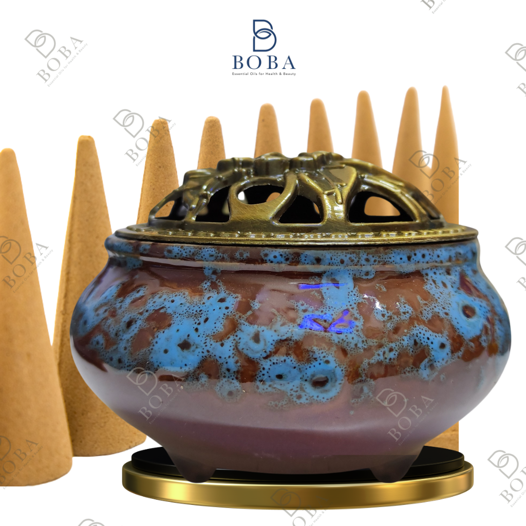 Lư Xông Nụ Trầm Hương, Đỉnh Đốt Nhang Vòng Phong Thủy Bằng Gốm Sứ, Lư Đốt Trầm Hương