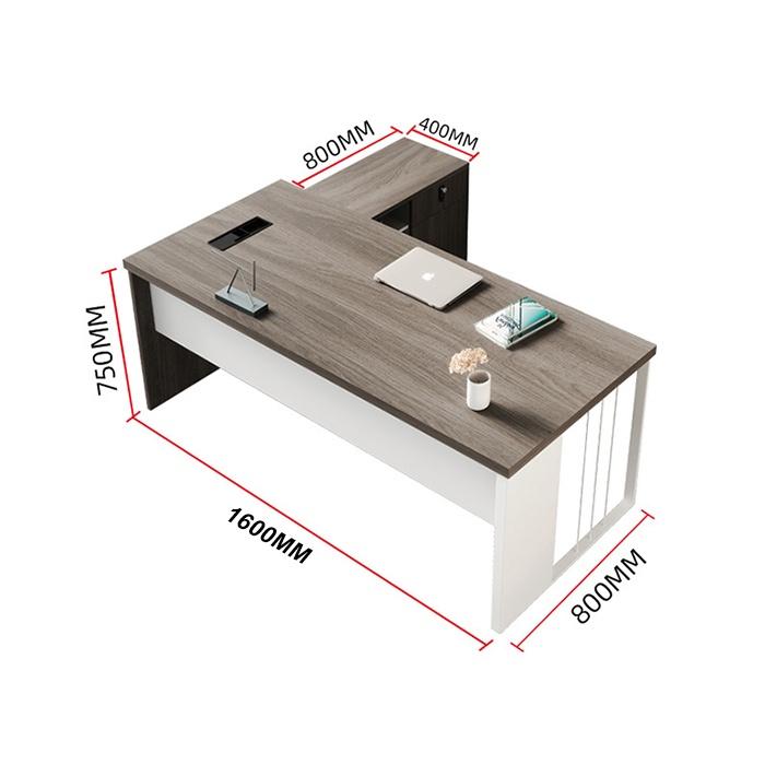 Bàn làm việc giám đốc cao câp bằng gỗ kèm tủ đồ thông minh dài 160x80cm hình chữ L, Bàn làm việc giám đốc chữ L cao cấp