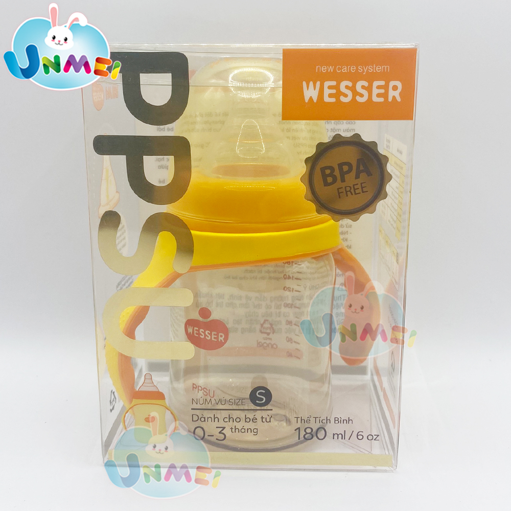 Bình sữa PPSU Wesser cổ rộng 180ml BS027