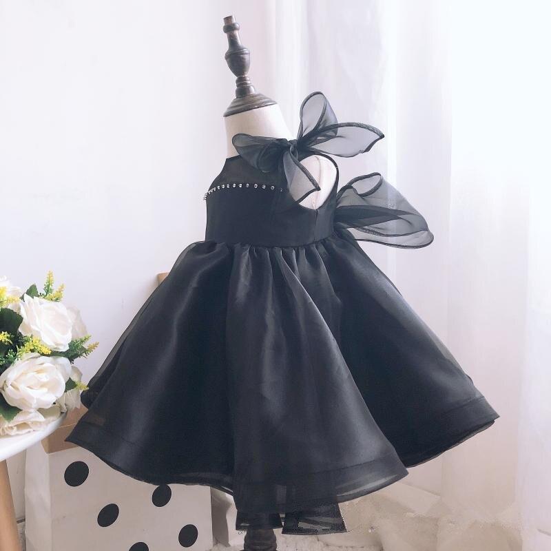 Đầm công chúa satin đen cho bé từ 1 - 12 tuổi