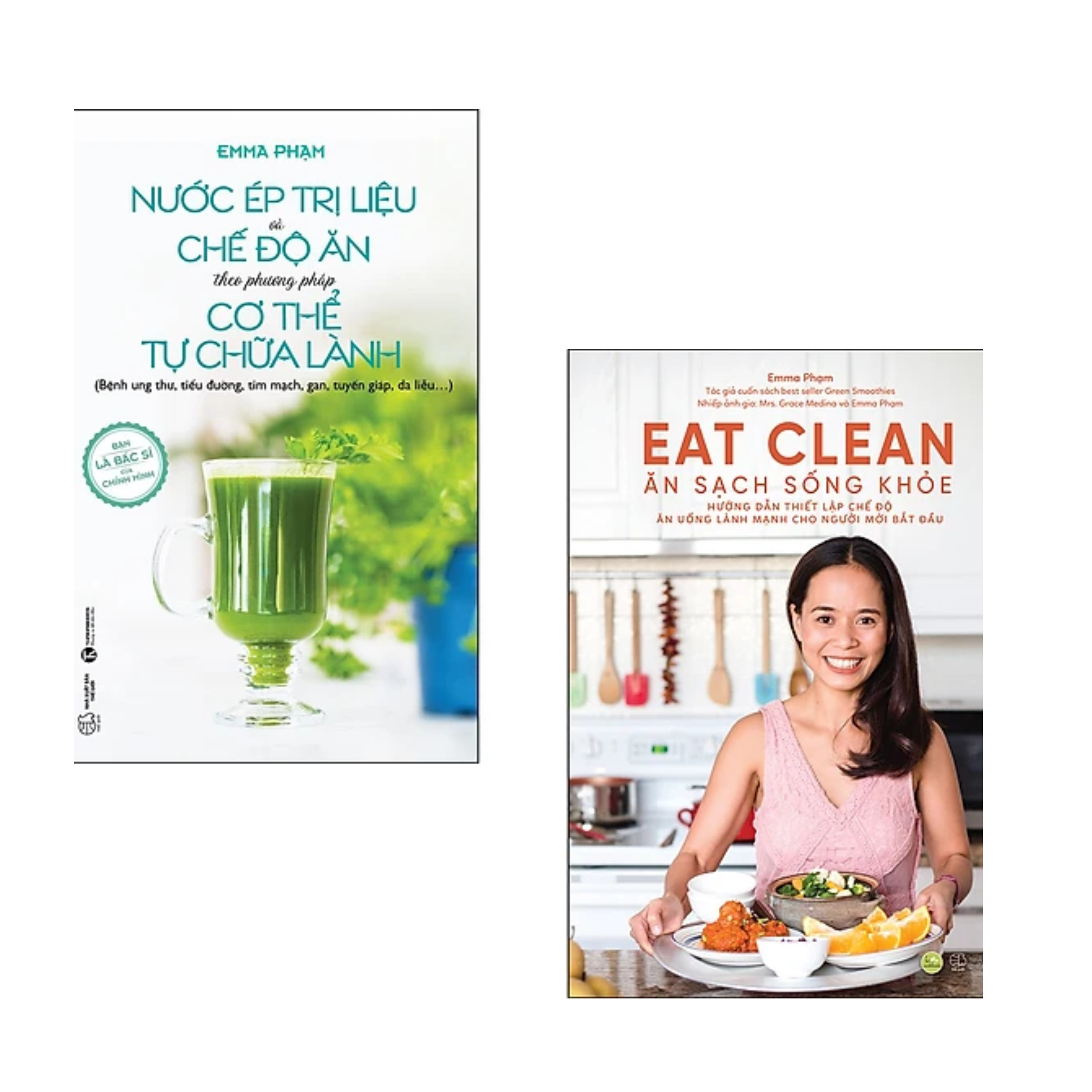Combo 2 cuốn sách Chăm Sóc Sức Khỏe: Nước Ép Trị Liệu Và Chế Độ Ăn Theo Phương Pháp Cơ Thể Tự Chữa Lành + Eat Clean - Ăn Sạch Sống Khỏe