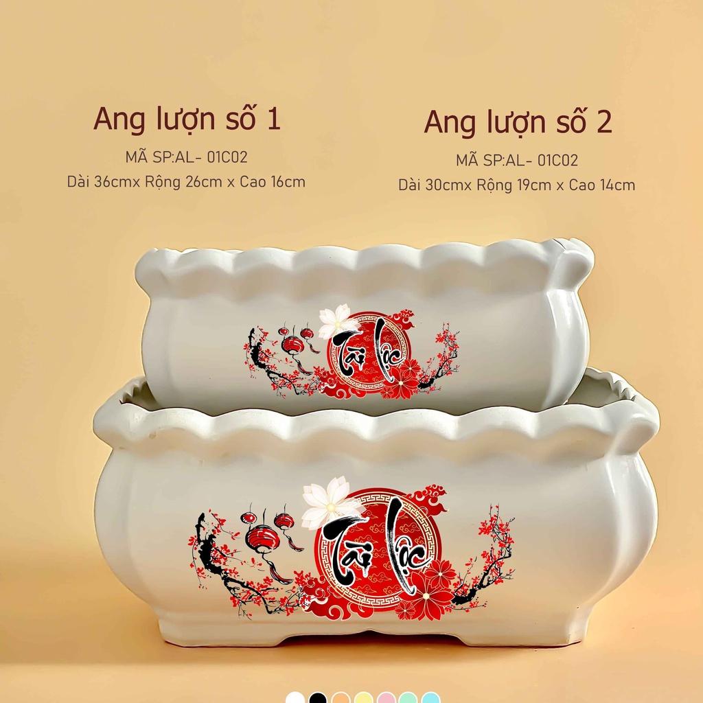 Chậu sứ trồng cây to hình chữ nhật, chậu trồng các cây nội thất, cây văn phòng đẹp, gốm sứ Bát Tràng đẹp