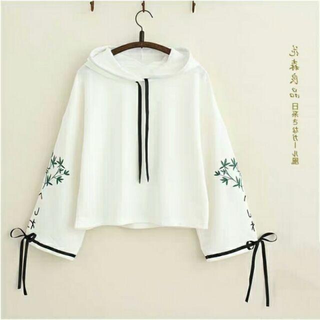 ÁO HODDIE ÁO KIỂU NỮ TAY DÀI HỌA TIẾT HOA CHO HỌC SINH SINH VIÊN