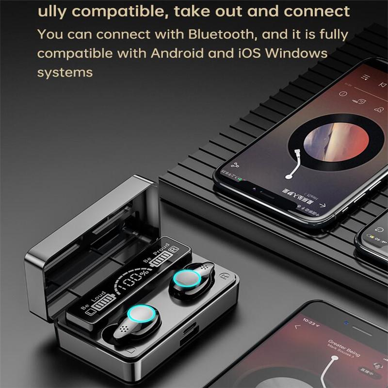 Bluetooth TWS Tai Nghe Nhét Tai Không Dây Tai Nghe 9D Stereo Tai Nghe Nhét Tai Thể Thao Chống Thấm Nước Tai Nghe Có Micro Sạc Hộp