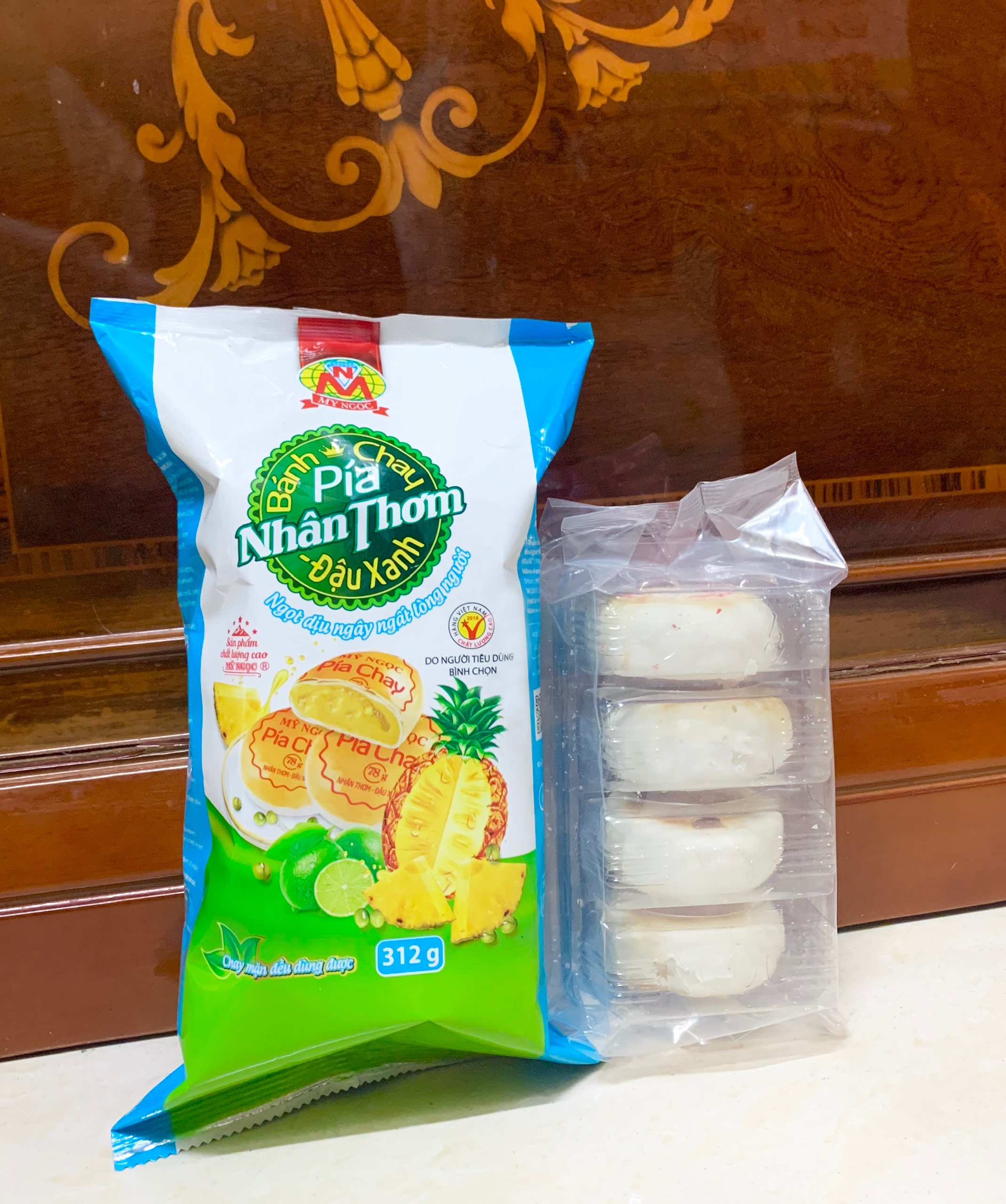 Bánh PÍA chay THƠM chín CHANH tươi ĐẬU xanh 312g