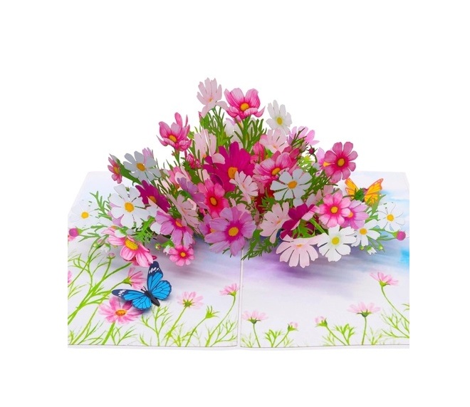 Thiệp 3D Pop Up Hoa Cánh Bướm (Cosmos) – Thiệp Hoa Chúc Mừng, Sinh Nhật, Lãng Mạn, F42