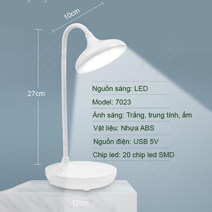 Đèn led học chống cận 7023, tích điện, ánh sáng 3 màu, có điều chỉnh độ sáng vô cấp