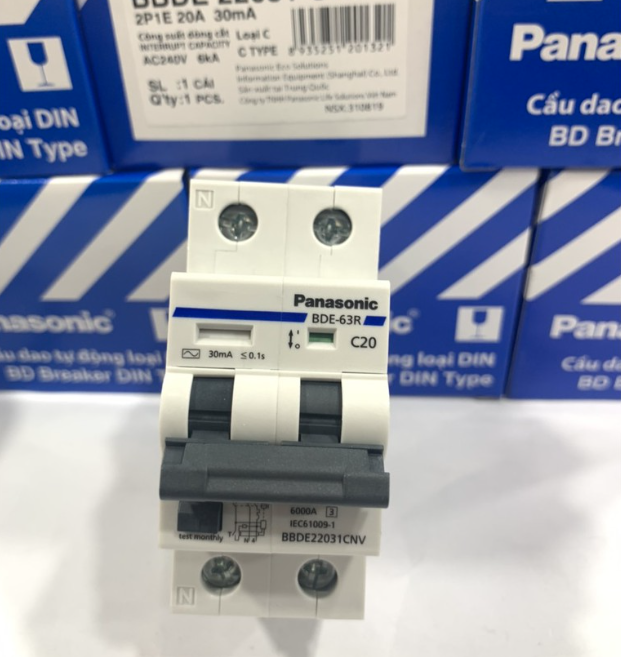 CB chống giật Panasonic RCBO 2P1E 16A-20A-25A-32A-40A-50A-63A - Hàng chính hãng