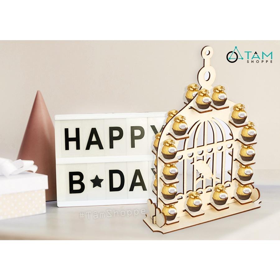 Giá đỡ chocolate lồng chim gỗ trang trí cưới TTC-22