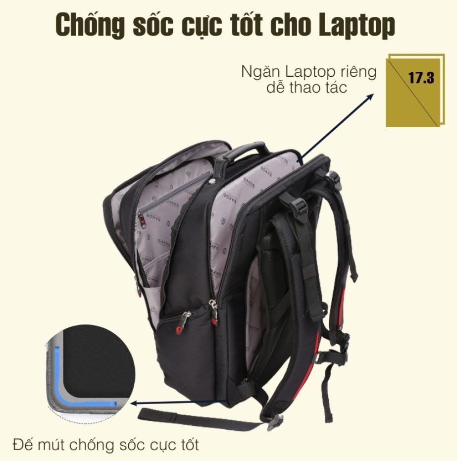 Balo Laptop Du Lịch Thời Trang Cao Cấp SAKOS ULTRA 17 Inch (17&quot;)