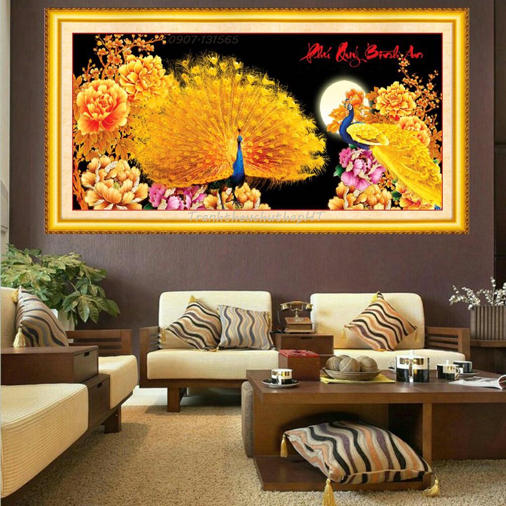 Tranh Đính Đá CÔNG PHÚ QUÝ BÌNH AN . Kích Thước: 1m06 x 50cm