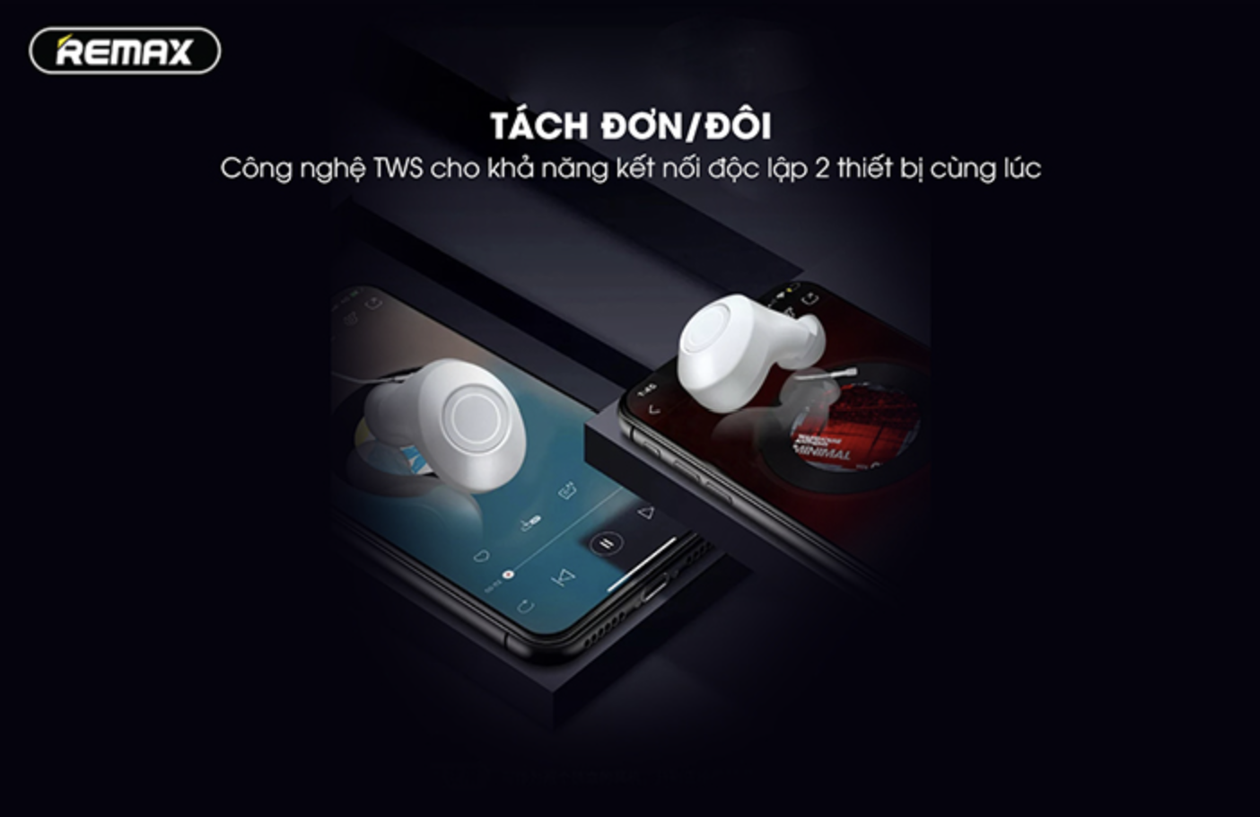 Tai nghe True Wireless Remax TWS-V6 Thời Gian Nghe 12 Tiếng Bluetooth 5.0 Âm Thanh HIFI - Hàng Chính Hãng