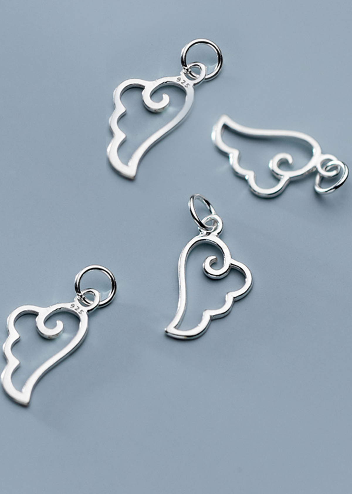 Combo 4 cái charm bạc cánh thiên thần treo - Ngọc Quý Gemstones