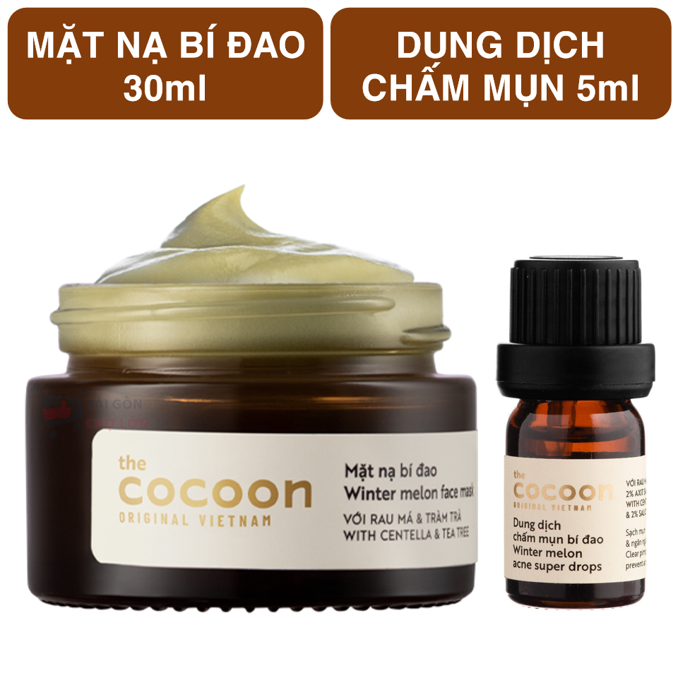 Combo Mặt nạ bí đao cocoon 30ml Dung dịch chấm mụn bí đao cocoon 5ml Combo Mặt nạ bí đao cocoon 30ml Dung dịch chấm mụn bí đao cocoon 5ml
