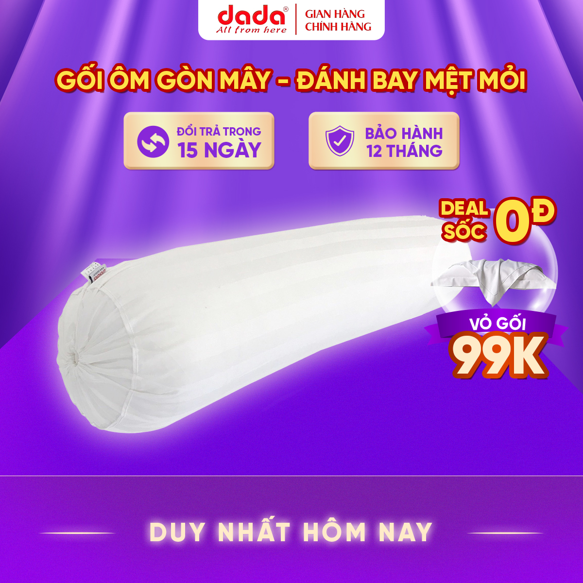 Gối ôm ép hơi Vinpearl tiêu chuẩn 5 sao chất liệu vải cotton mềm mát mịn size 80x100cm- Hàng Chính Hãng