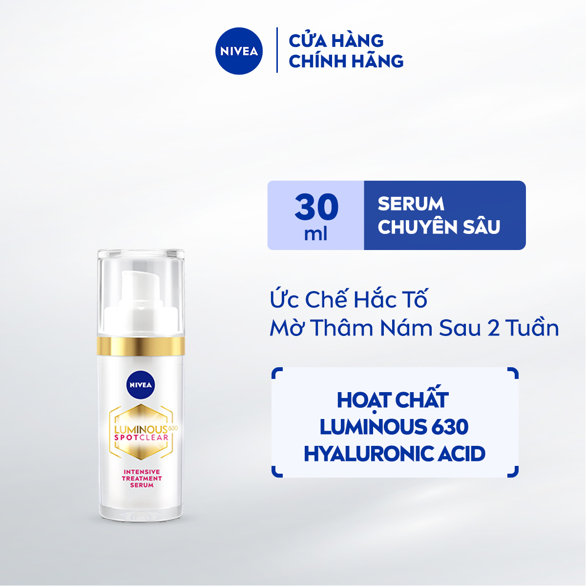 Tinh Chất Chuyên Sâu NIVEA LUMINOUS 630 Giúp Làm Mờ Đốm Nâu Ngăn Ngừa Thâm Nám (30 ml) - 94429