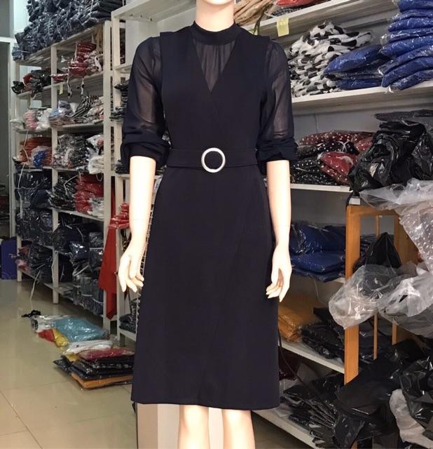 Đầm suông tay lưới kèm belt S.MLXL