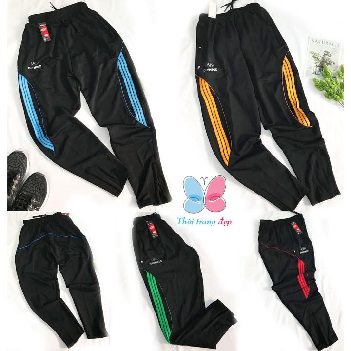 Quần dài nam từ 40-70kg thun dày co giãn 3 sọc màu olympic lai phối dây kéo - Hàng Tốt - QN71