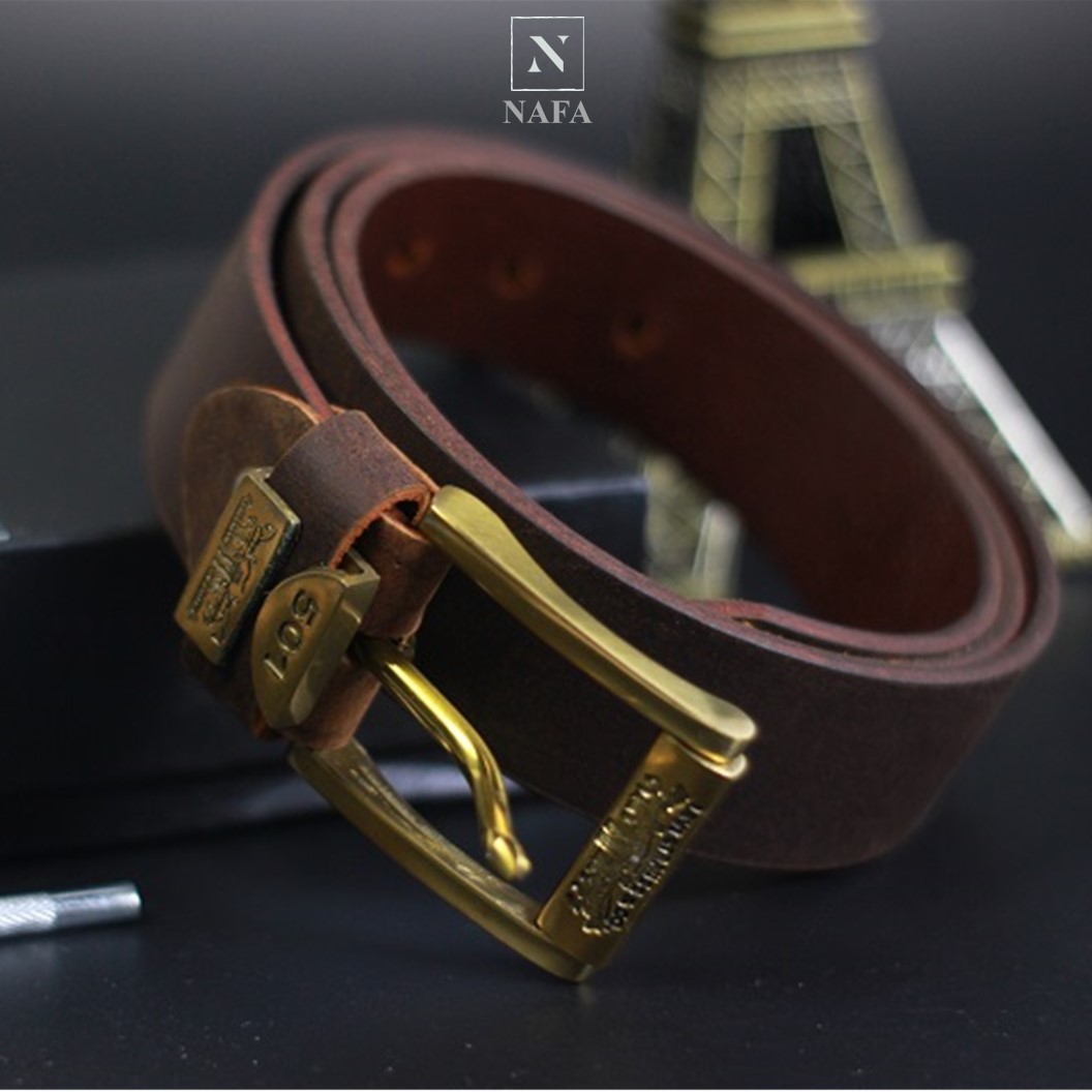Thắt lưng nam, Dây nịt nam NAFA BL104 da bò sáp 1 lớp, khóa đồng sang trọng - BH 3 năm