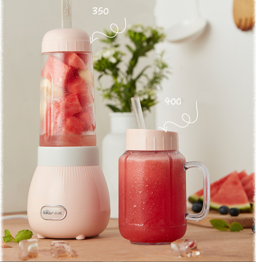 Máy Xay Sinh Tố Mini, Máy Xay Sinh Tố Cầm Tay BEAR LLJ-C04W1 Gồm 2 Cối Sử Dụng Sạc PIN Dung Tích 500ML Công Suất 150 W - Hàng Chính Hãng