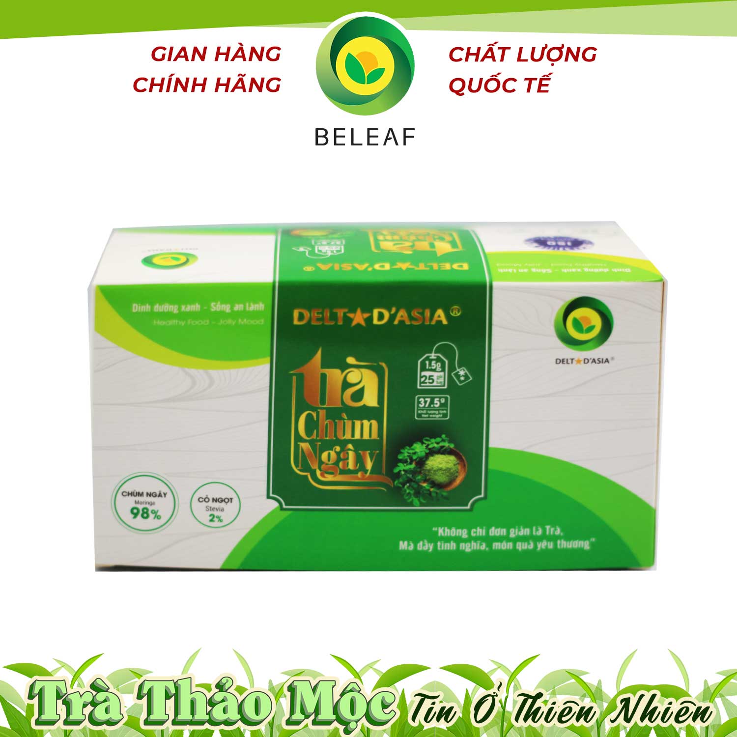 Trà Chùm Ngây Delta D'Asia Điều hòa huyết áp Hộp (25 túi x 1,5 g)