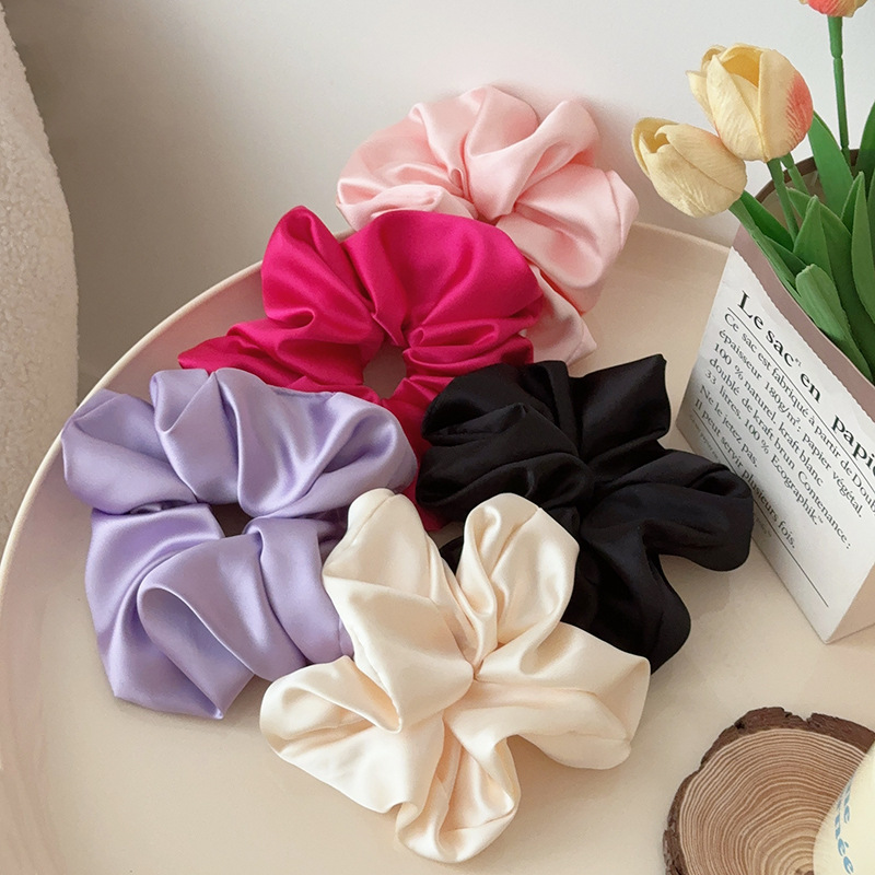 Chun cột tóc nữ, phụ kiện cao cấp, đồ buộc tóc, cột tóc scrunchies lụa bản lớn sang chảnh