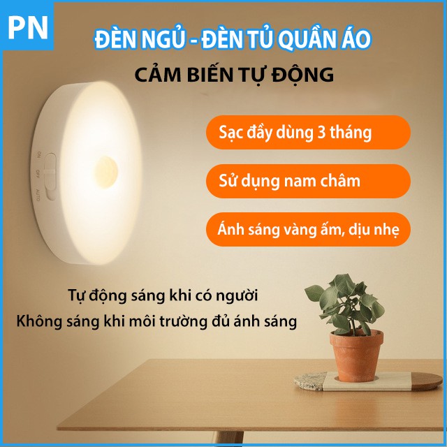 Đèn LED cảm ứng thông minh không dây, Pin sạc, có nam châm gắn tường cho phòng ngủ, nhà vệ sinh tủ quần áo - DH2011