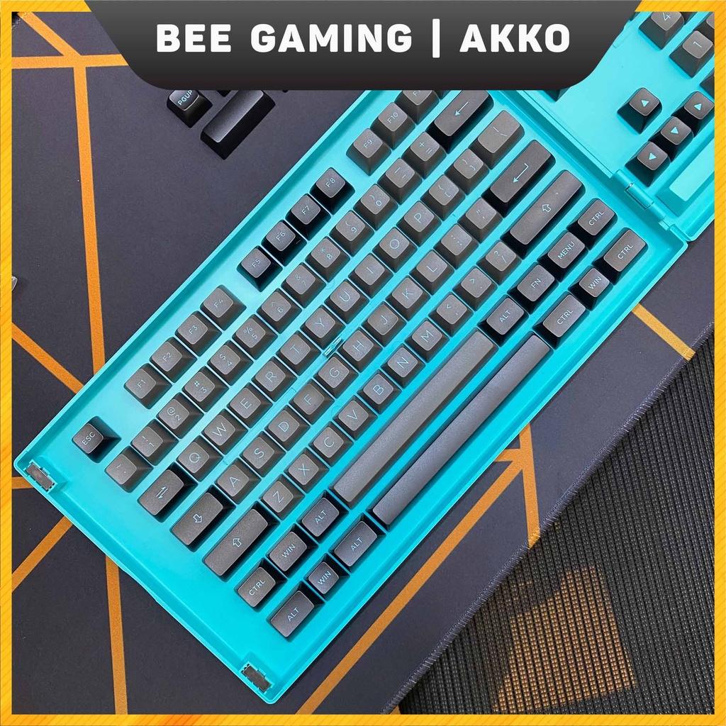 Bộ Keycap chính hãng AKKO - Black &amp; Cyan (PBT Double Shot / ASA Profile / 197 nút)