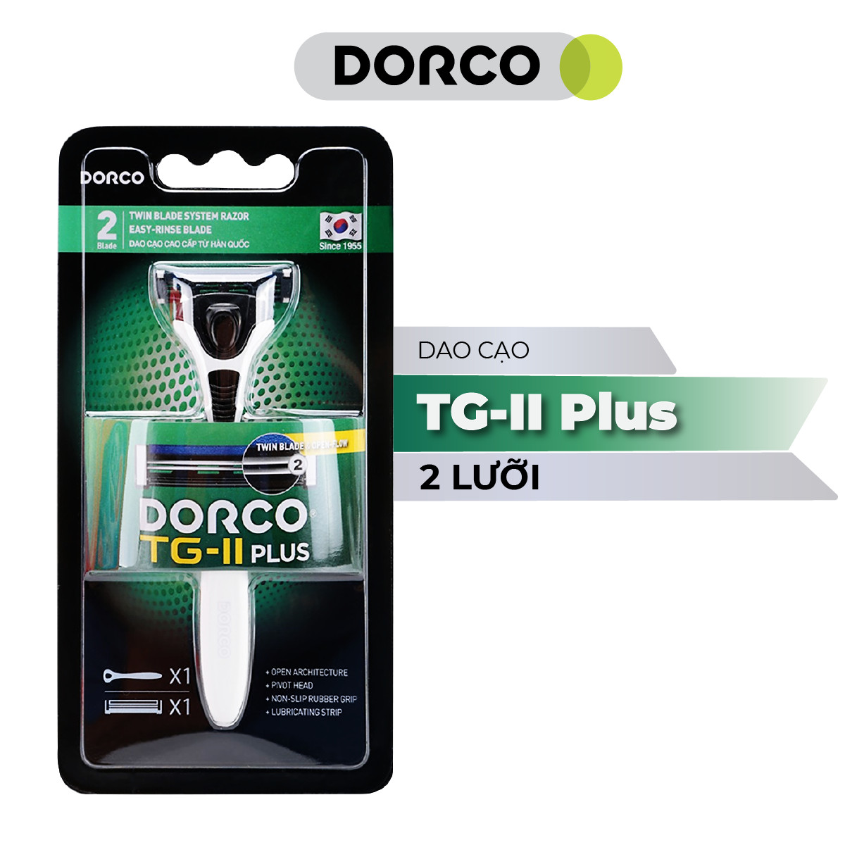 Dao Cạo Râu 2 Lưỡi Dorco TG-II Plus System TNA 3001-B