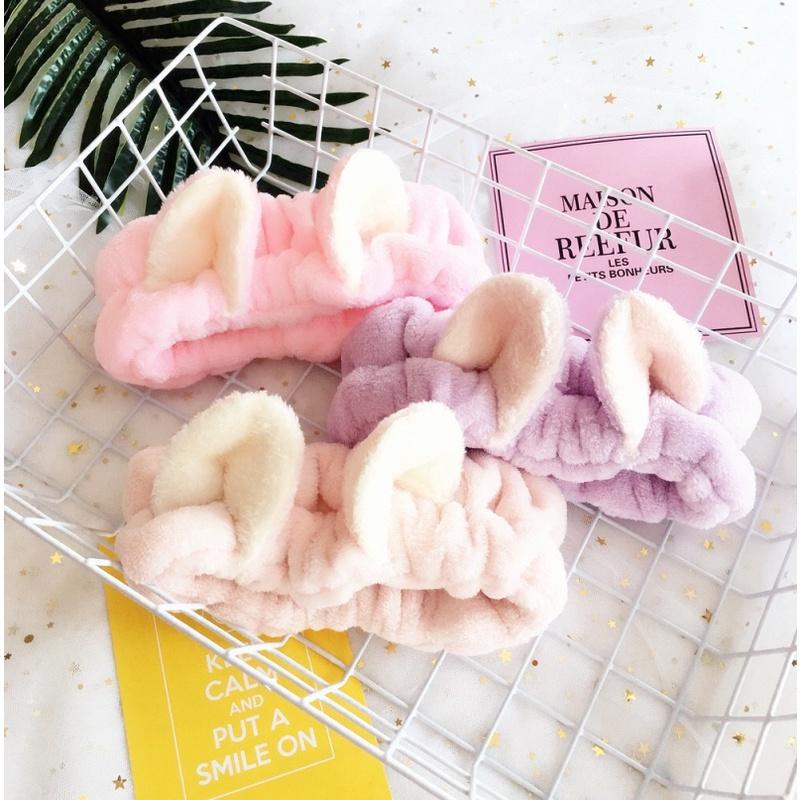 Băng đô cài tóc SUMIO bờm skincare rửa mặt mẫu tai mèo vải nhung thời trang phụ kiện tóc Hàn Quốc BD002