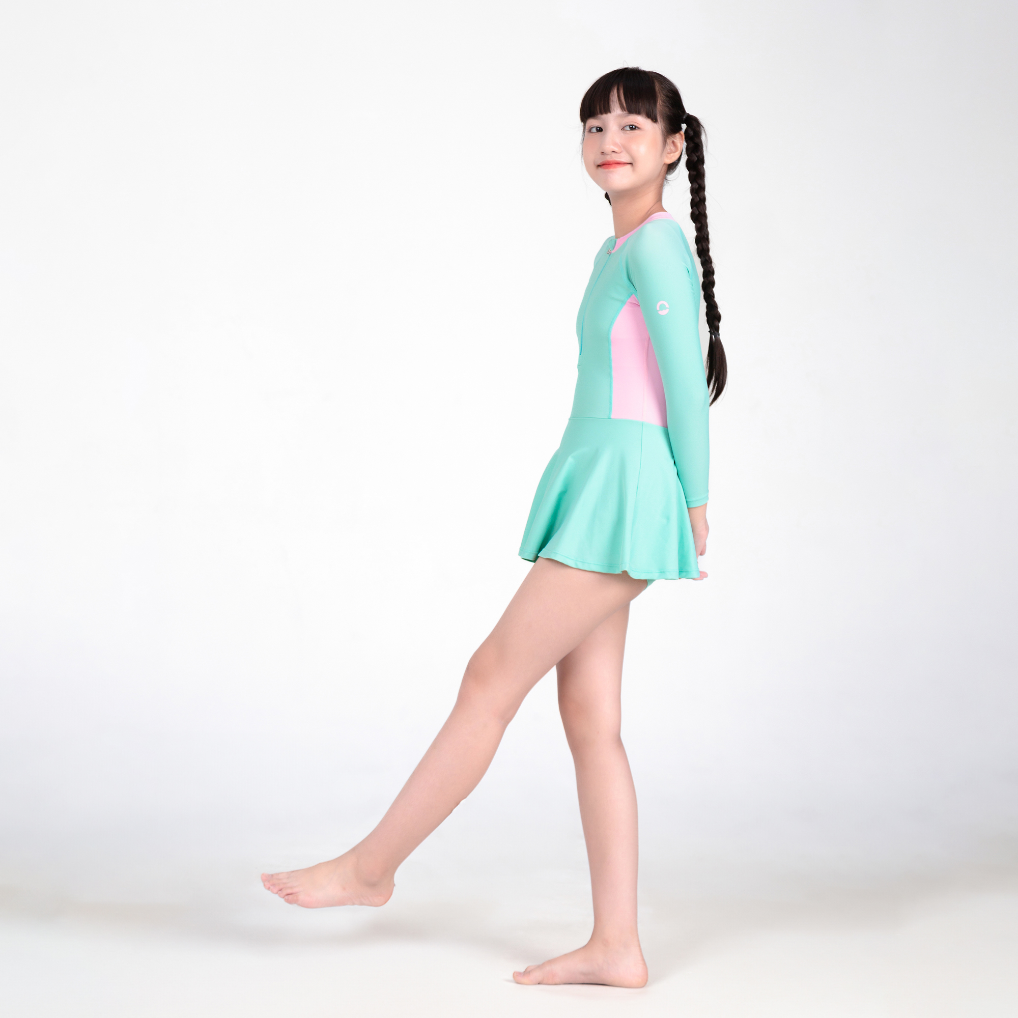 Đồ bơi bé gái liền thân váy Xanh dễ thương SOBIE