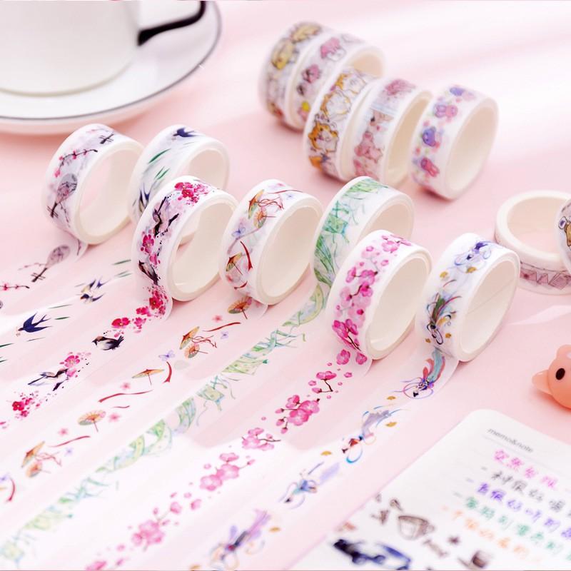 10 cuộn băng dính washi tape họa tiết 1.5cm*3m Songdao nguồn hàng buôn sỉ