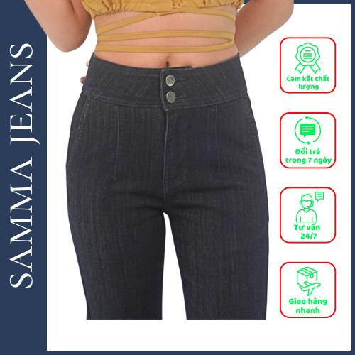 Quần Jean nữ cạp cao 2 túi chéo SJP01, Quần bò nữ cao cấp, chất liệu co dãn 4 chiều - Fom dáng chuẩn SAMMA JEANS