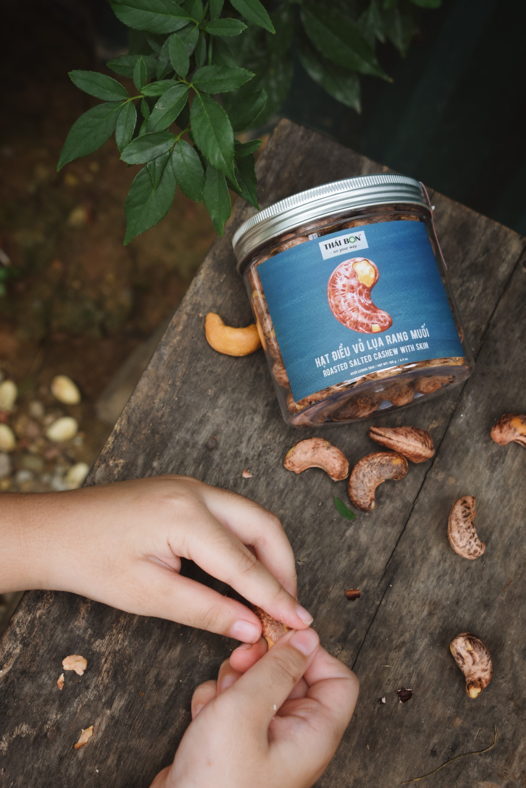 Hạt điều vỏ lụa rang muối hộp 250g - Hạt dinh dưỡng Thái Bon