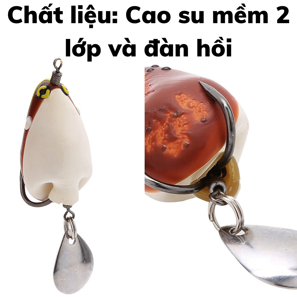 Nhái hơi câu lóc v1 Bull nặng 7g dài 4.5cm có thìa xoay, mồi nhái giả thái lan câu lure cá lóc bông đồng cá sộp cực nhạy