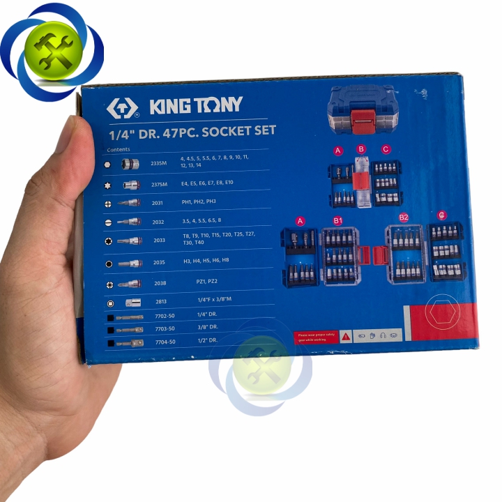 Bộ mũi vít và đầu tuýp 1/4 có 47 chi tiết Kingtony 2547MR-EB