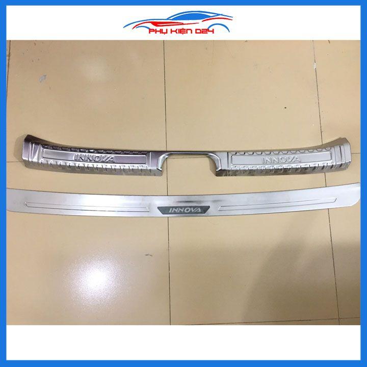 Ốp chống trầy cốp trong ngoài cho xe Innova 2017-2018-2019-2010-2021 màu INOX bảo vệ trang trí xe