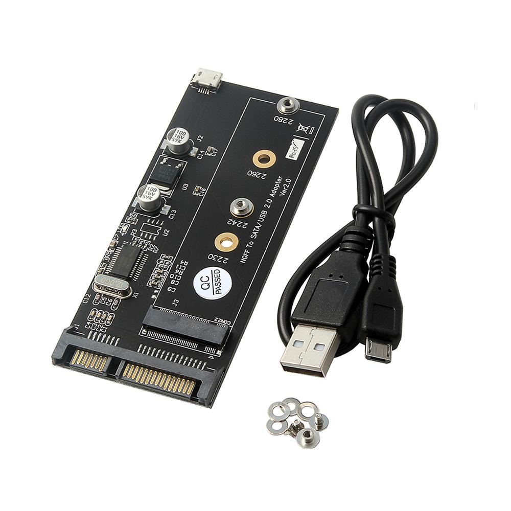 Thẻ chuyển đổi NGFF sang SATA / USB2.0 Phù hợp với 2230 2242 2260 2280 SSD với B-key / B + M-key cho SSD với cáp USB