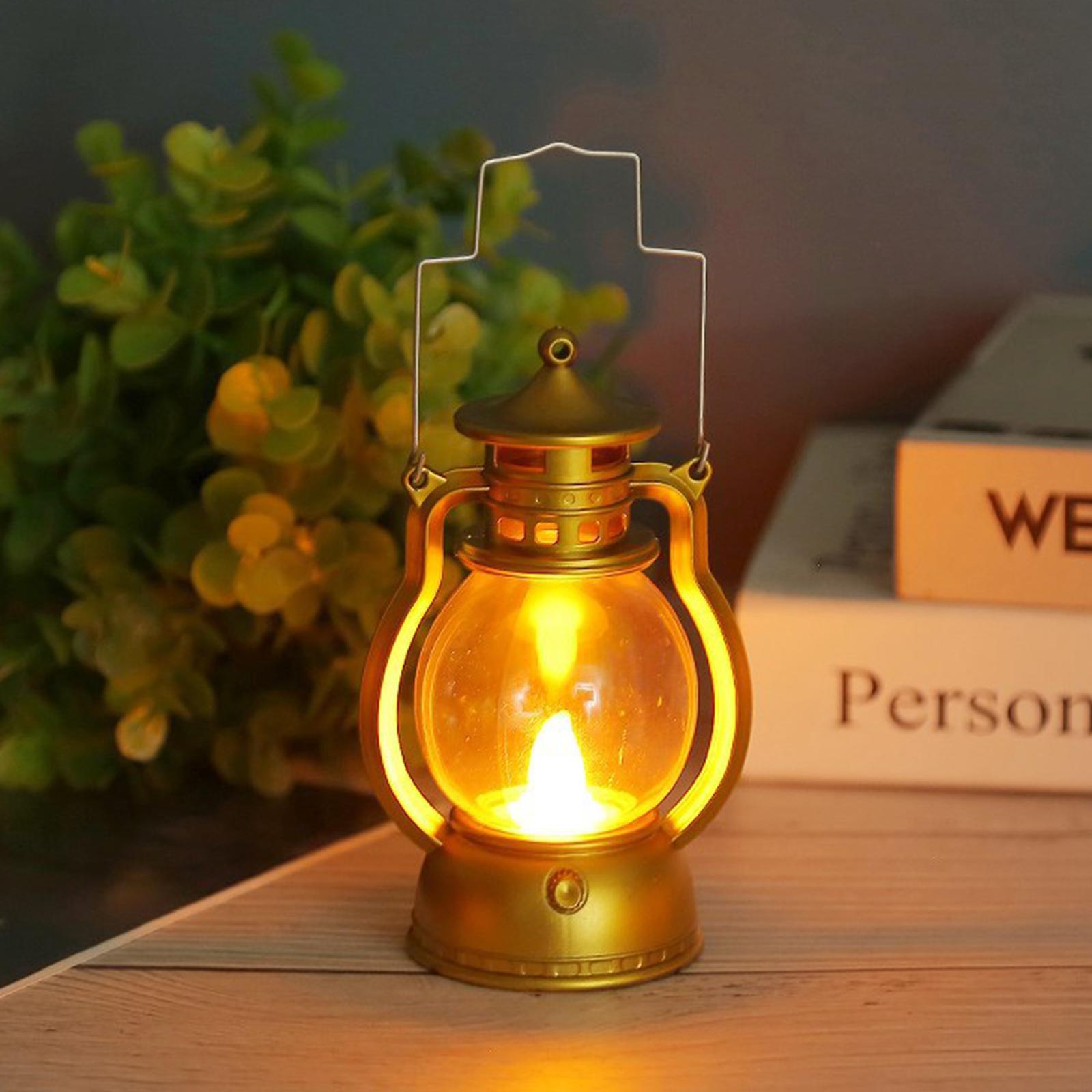 3X Lantern LED Oil Lamp Table Porch Cabin Winery Light Golden