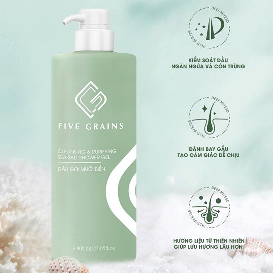 Dầu gội nước hoa muối biển Five Grains 800ml