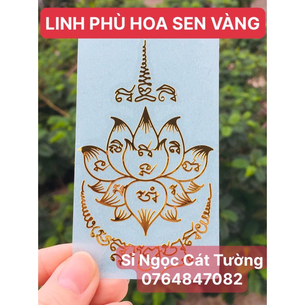 Linh phù HOA SEN VÀNG THÁI LAN - thu hút người thương - trợ bình an hộ mệnh dán điện thoại để bóp ví túi xách - Đã chú