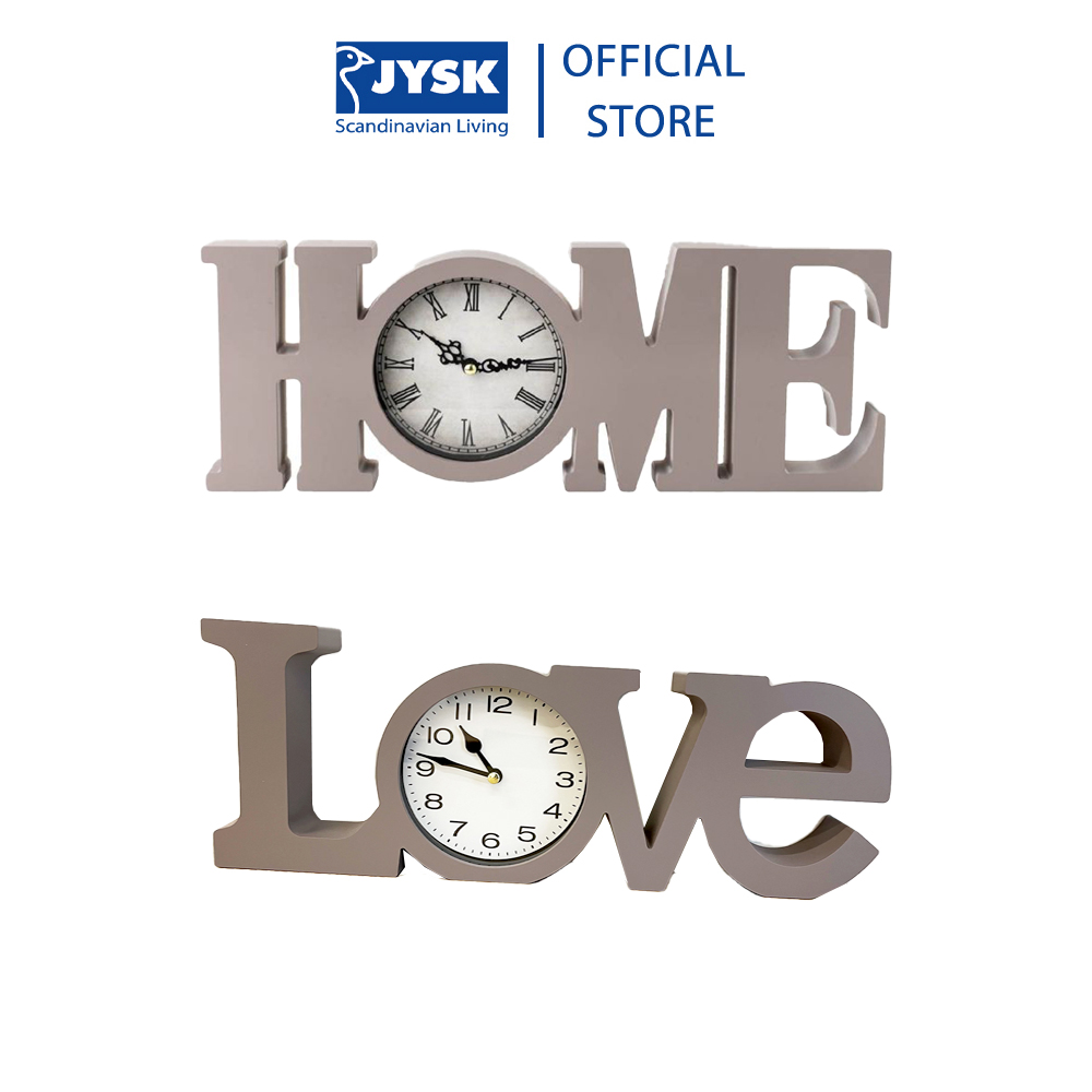 Đồng hồ để bàn kim trôi | JYSK Joar | nhựa hình chữ Home/Love màu xám |  R39xS4xC15cm