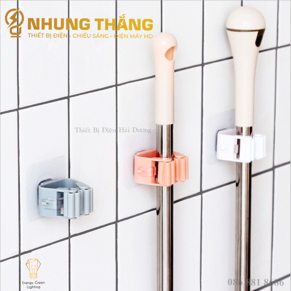 Móc Dán Tường Kẹp , Giữ Các Dụng Cụ Lau Dọn Trong Nhà - Móc Treo Chổi, Treo Ô, Đồ Dùng - Chịu Lực Tốt