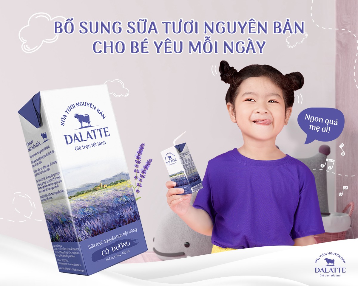 Thùng 48 hộp DALATTE 110ml SỮA TƯƠI NGUYÊN BẢN tiệt trùng - Ít đường - 48 hộp - Giữ trọn nguyên bản, trao trọn tốt lành