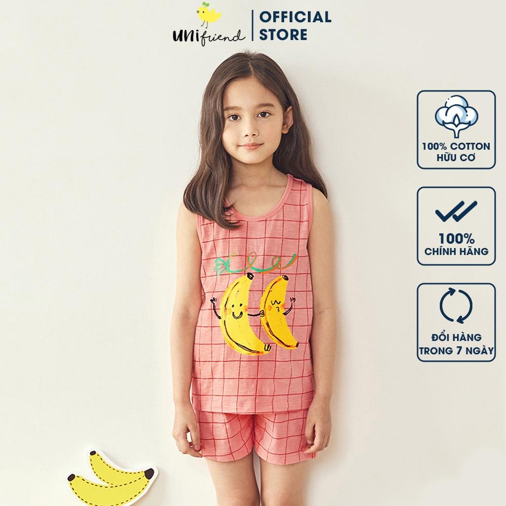 Bộ đồ ba lỗ mặc nhà cotton mịn cho bé gái U4005 - Unifriend Hàn Quốc, Cotton Organic