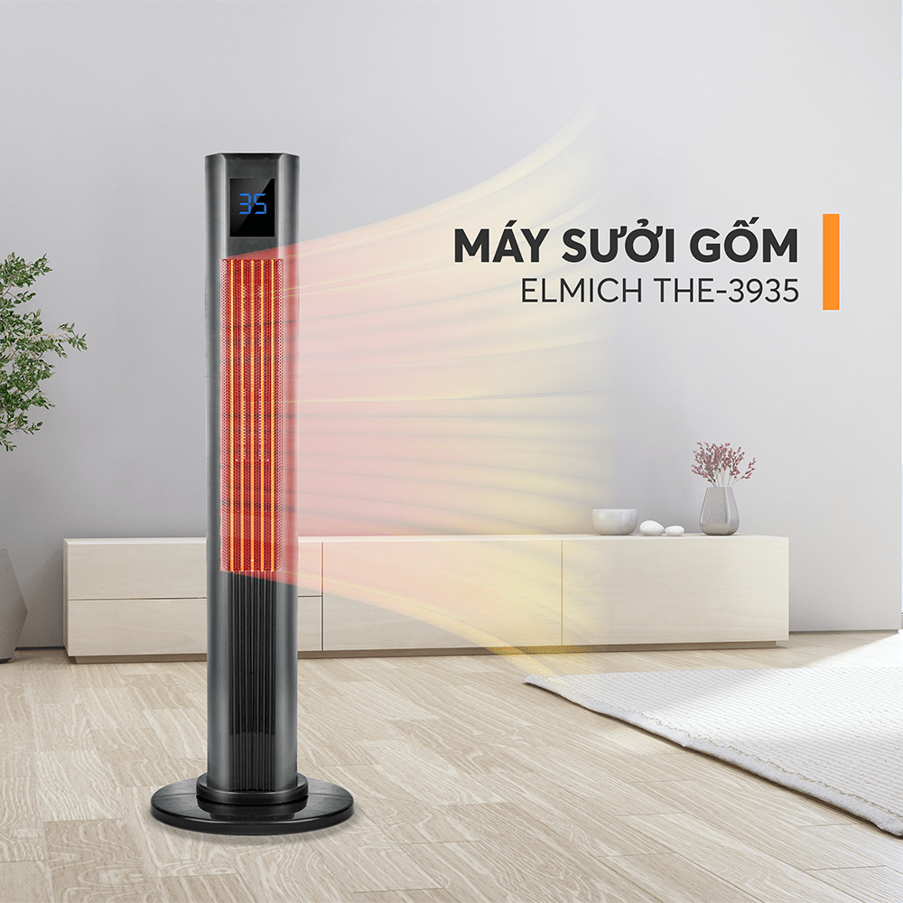 Máy sưởi gốm Elmich 4023935- Hàng chính hãng, Công suất 2000W, màn hình LCD hiển thị rõ nét, mặt điều khiển cảm ứng thiết kế đơn giản dễ sử dụng, tự ngắt khi quá nhiệt và đổ ngã