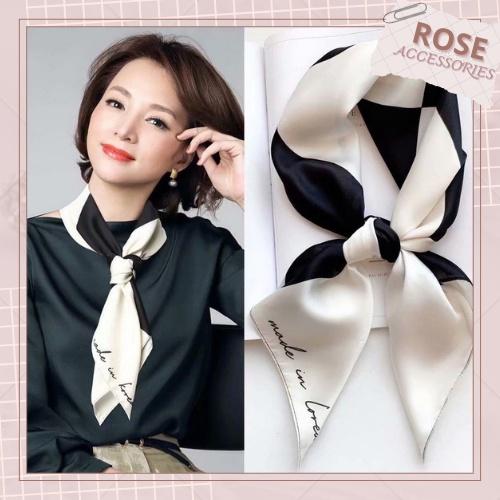 Khăn lụa quàng cổ mềm mại kèm họa tiết kich thước 70x70 Rose.Accessories mã KQC02