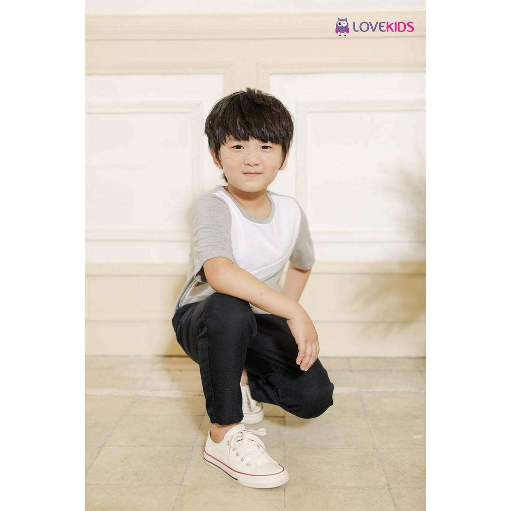 Áo thun bé trai phối màu xám - trắng MNB20ST006 - Lovekids