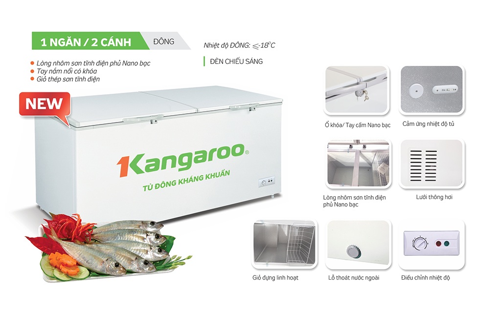 Tủ đông kháng khuẩn Kangaroo KG809C1 - Hàng chính hãng - Chỉ giao tại Hà Nội