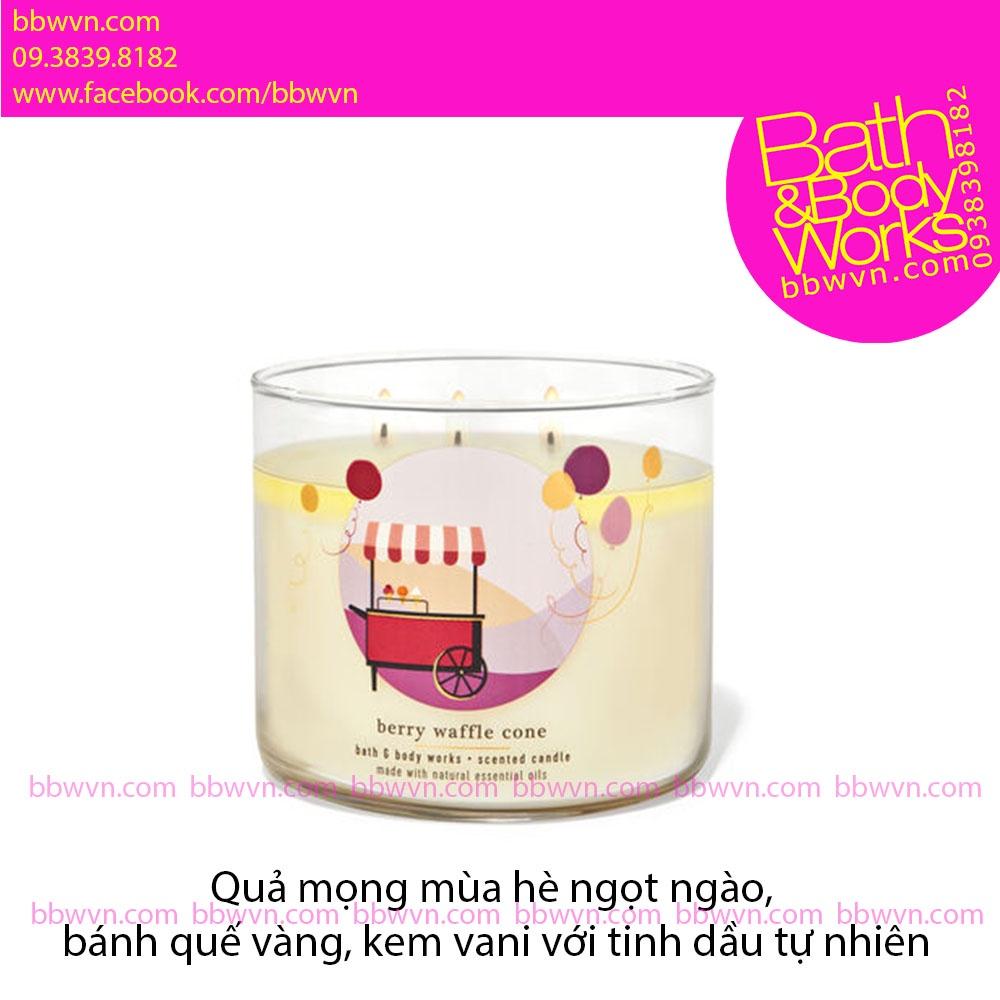 Nến thơm Bath and Body Works Berry Waffle Cone 3 bấc